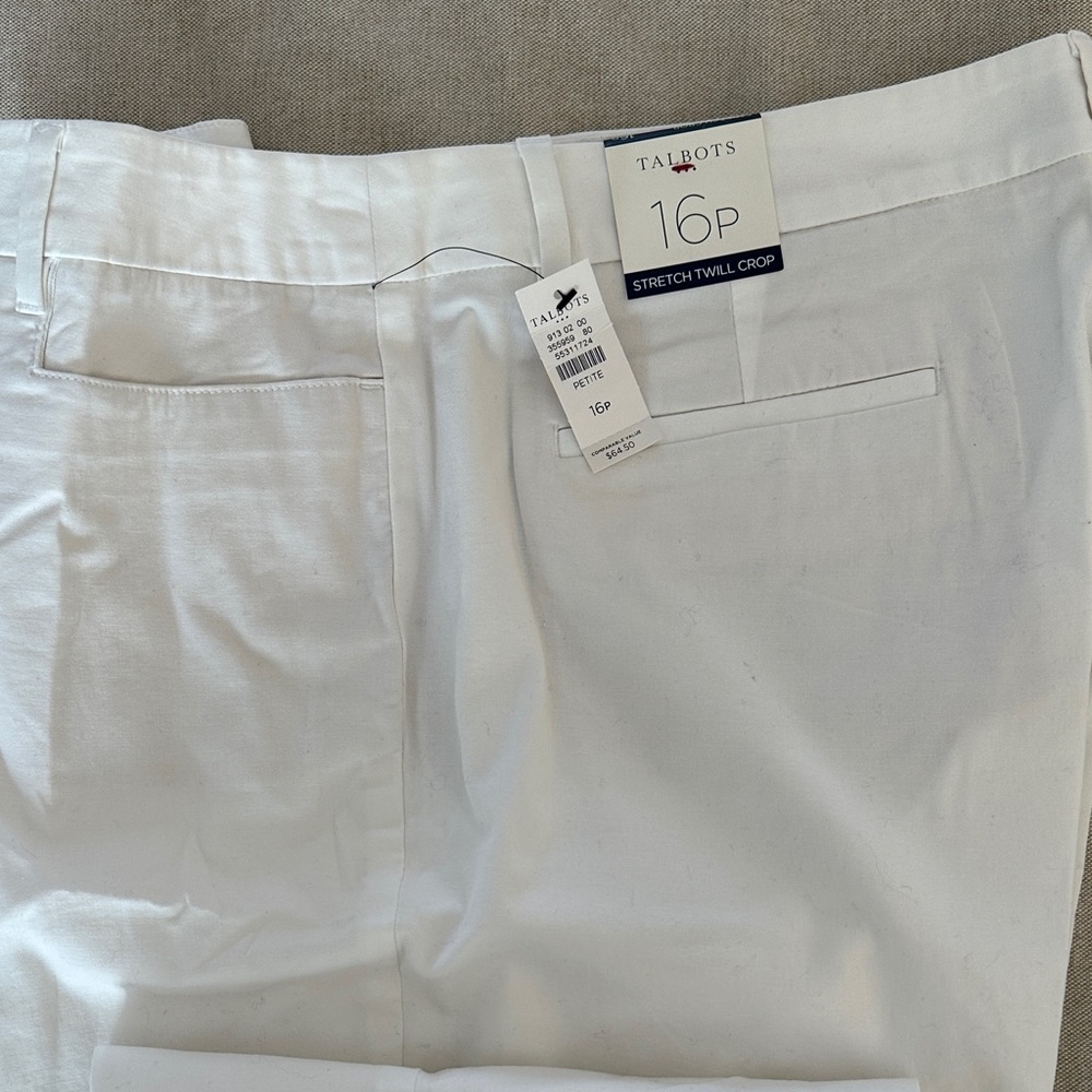 Talbots Classic White Chino Pants Size 16P NWT